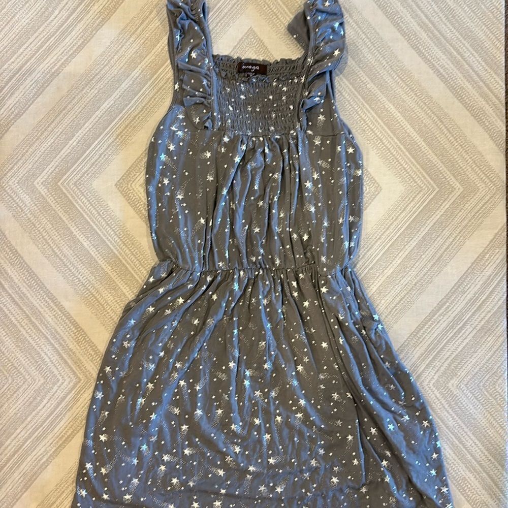 Imoga Girls Grey Tank Dress with Silver Stars - Size 8